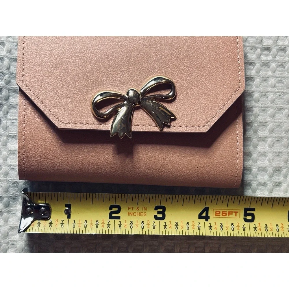Pink Solid Envelope Wallet with Gold Bow Accent + BONUS Lotion (new)